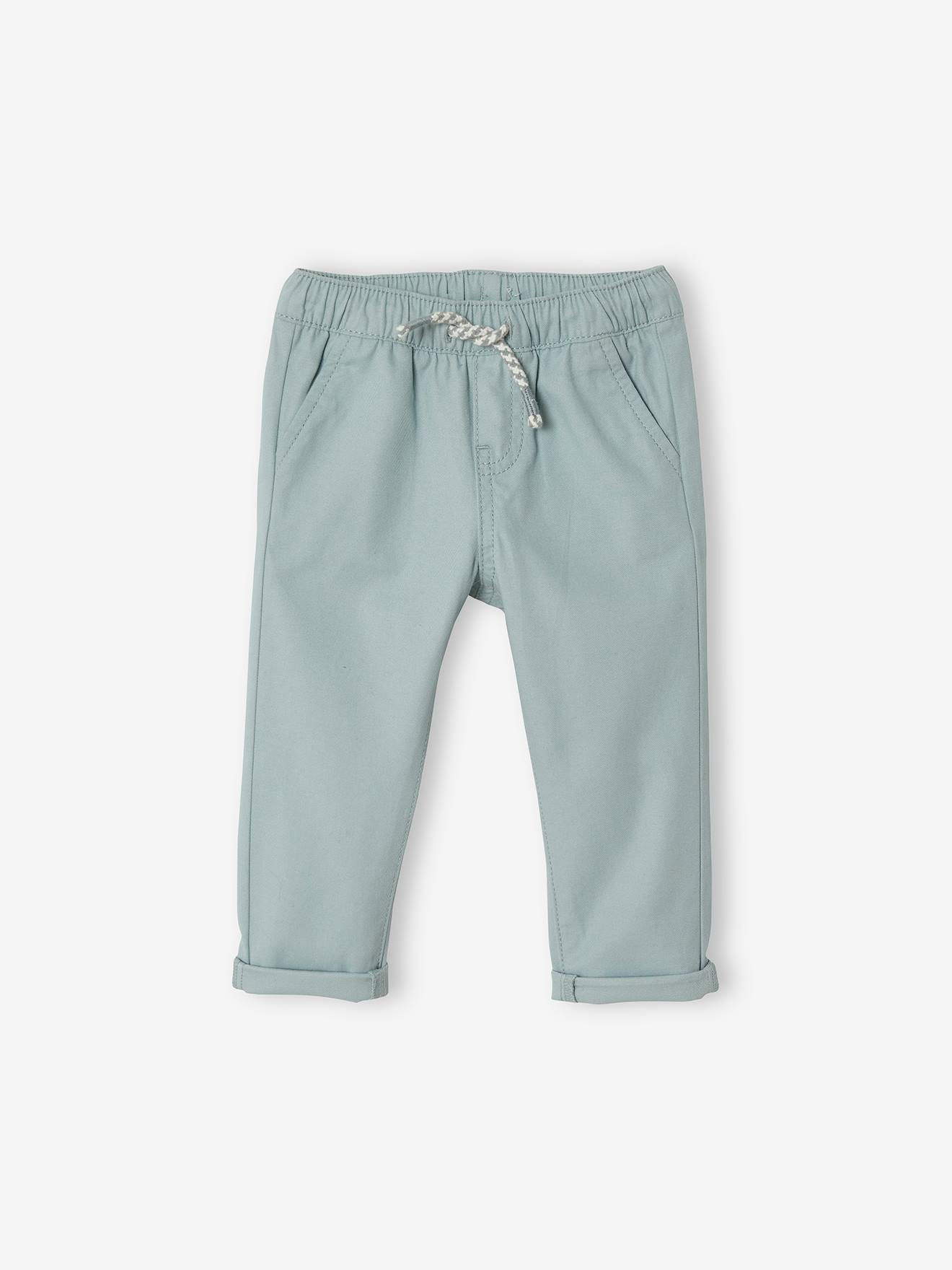 Pantalon bébé garçon en toile à taille élastiquée noix de pécan