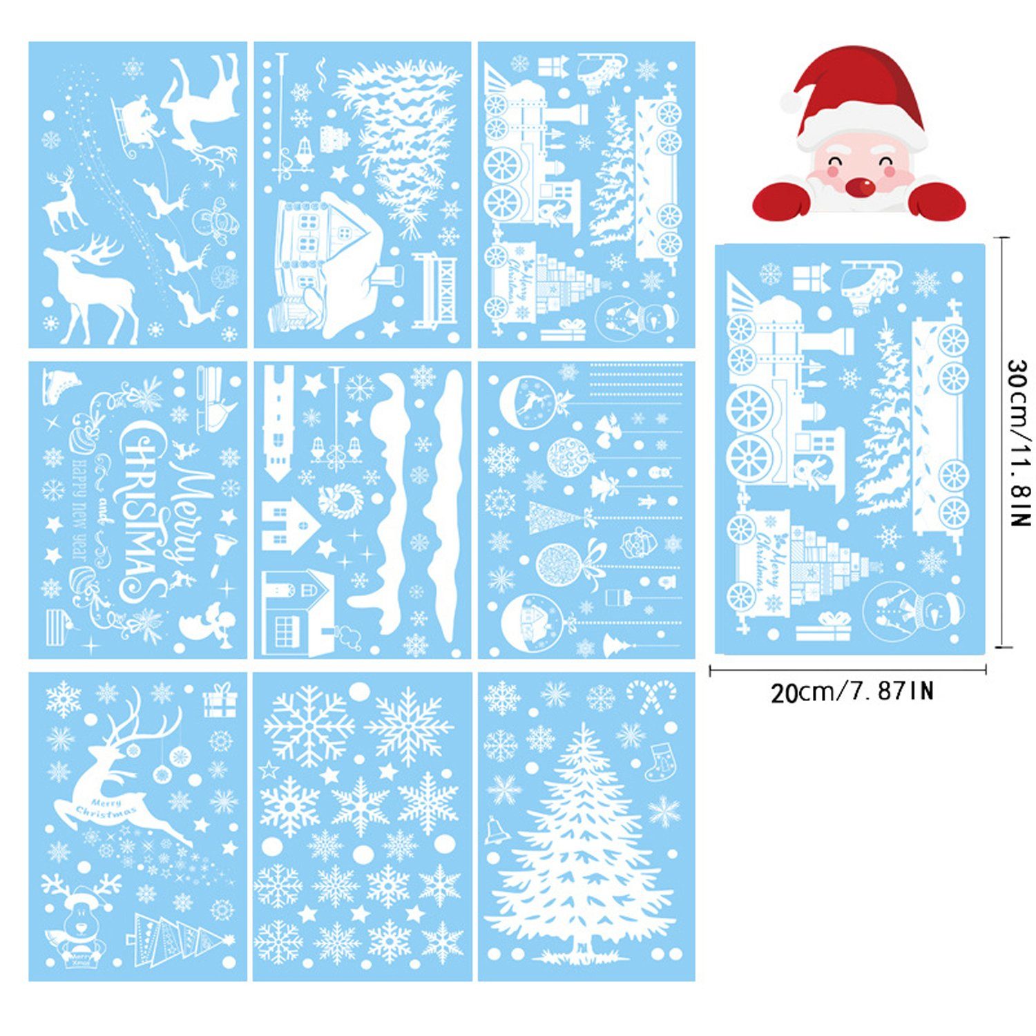 Fenstersticker Weihnachtsdekoration Fenster 2er-Pack selbstklebend, aikidio