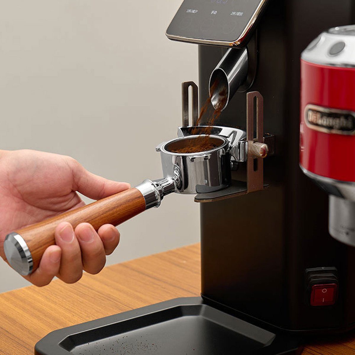 Hikeren Espressomaschine Bodenloser Kaffee Siebträger, mit Puck Screen, Holzgriff, 51/54MM, 54mm/51mm