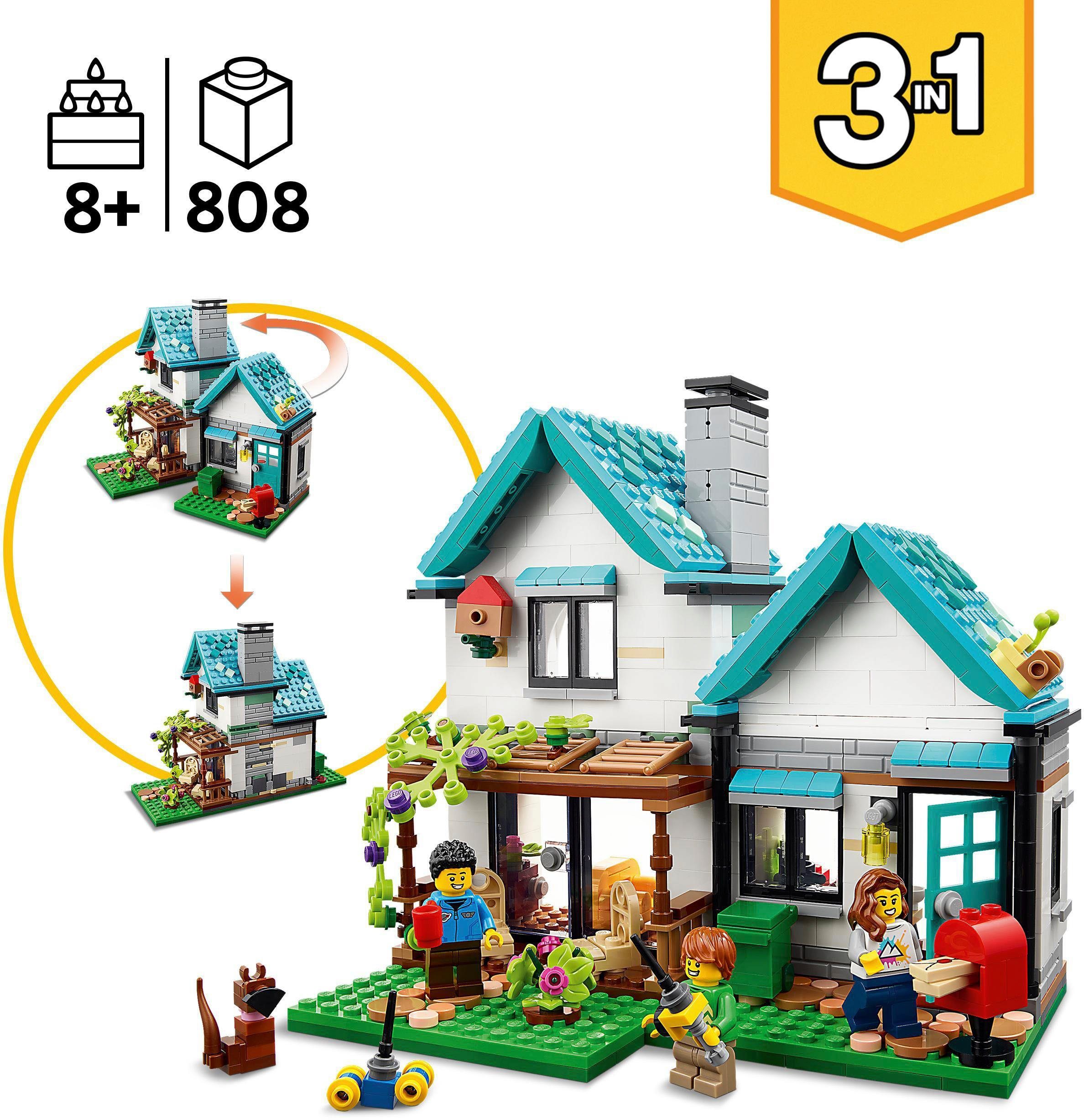 LEGO® Konstruktionsspielsteine Gemütliches Haus (31139), LEGO® Creator 3in1, (808 St)