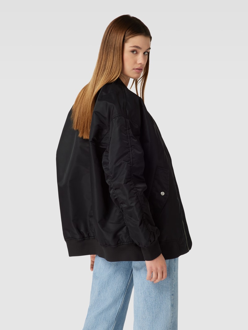 Oversized Bomberjacke mit Label-Stitching in black