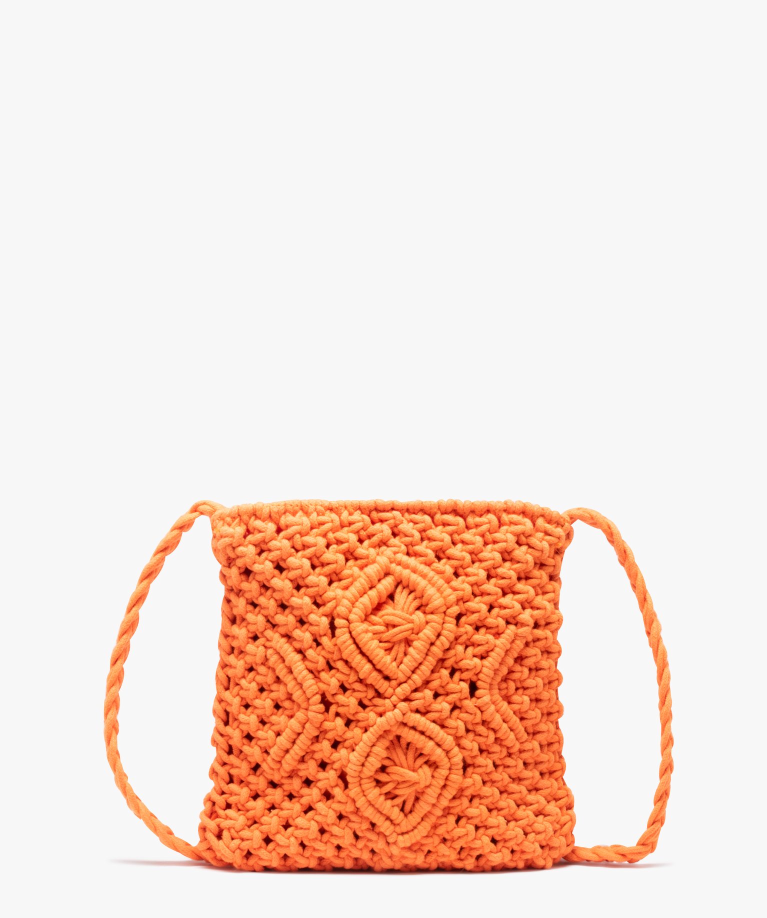 Sac bandoulière femme en maille tressée orange | GEMO
