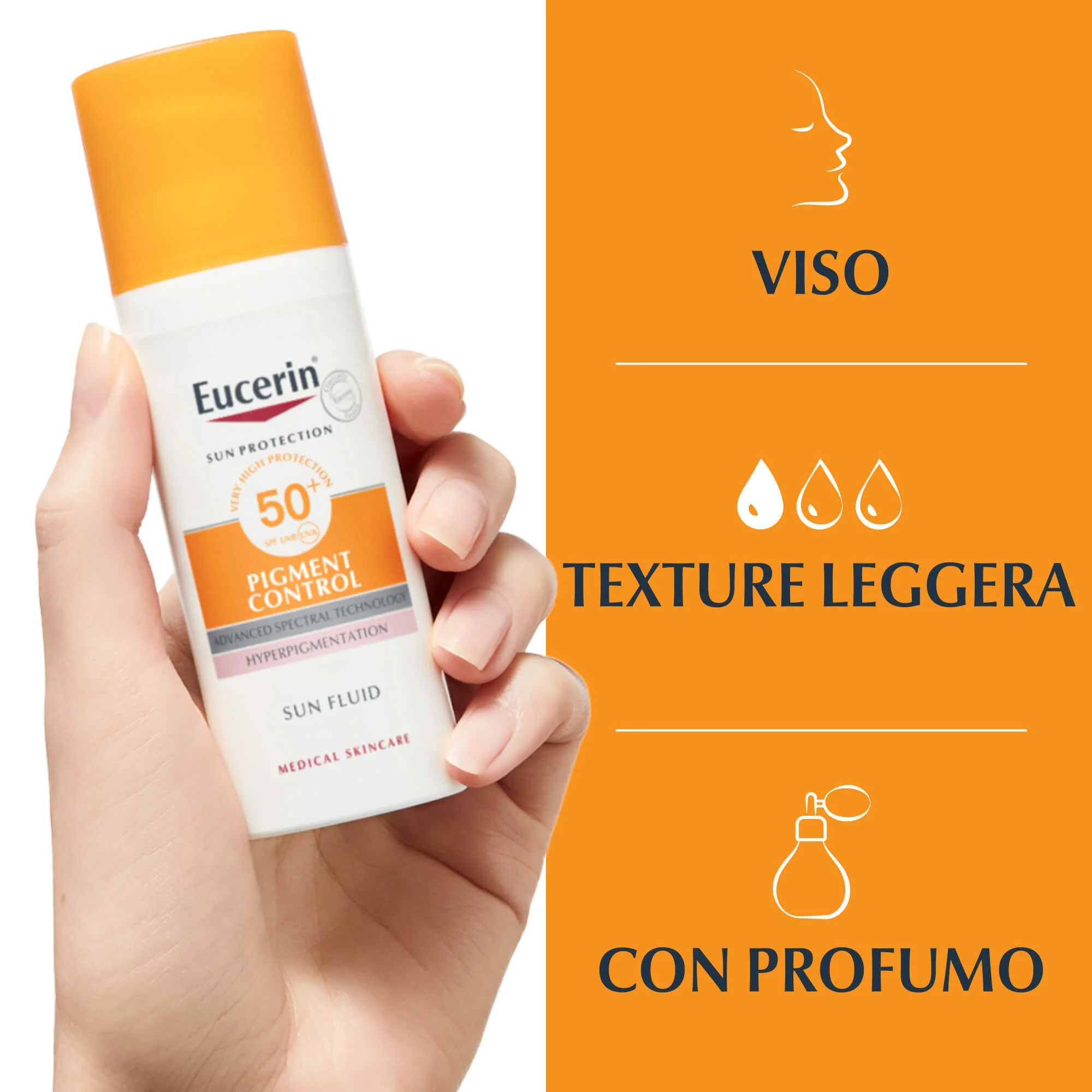 Saules aizsargfluīds pigmenta kontrolei SPF50+ - augstas aizsardzības sejas saules aizsargkrēms.