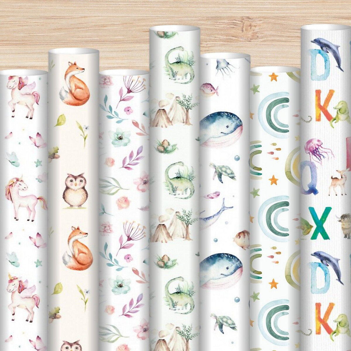 Geschenkpapier 5 Bögen Regenbogen – 1,60€/qm Größe: - 84,1 x 59,4 cm Geschenkpapier