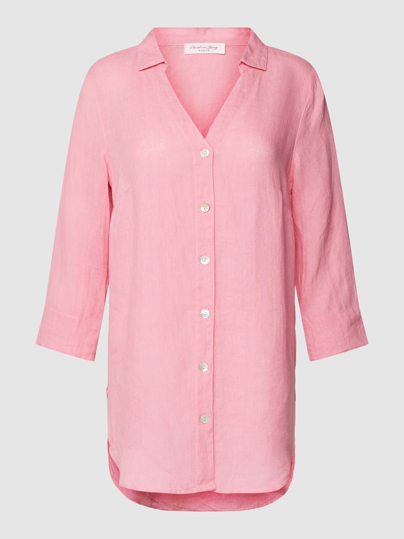 Leinenbluse mit Knopfleiste in pink