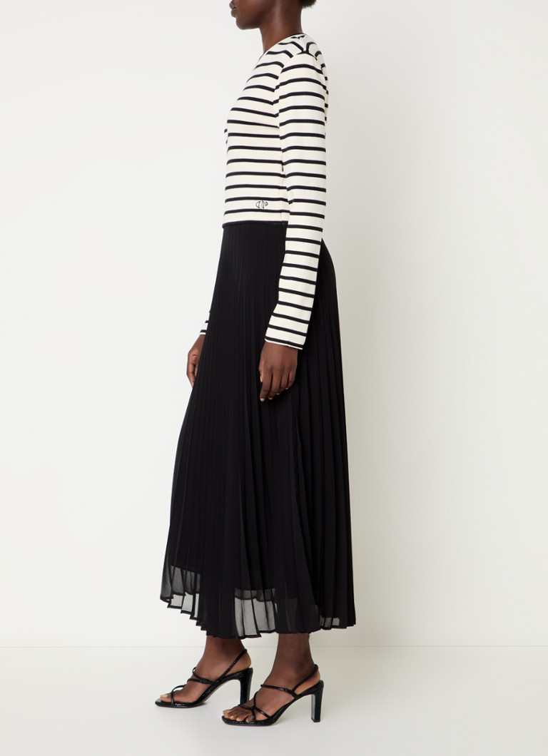 Abito lungo Claudie Pierlot con righe e dettagli plissettati