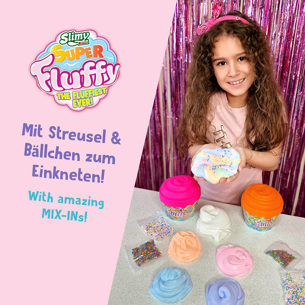 SLIMY® Super Fluffy 300g Spielmasse im Cup Cake-Becher - der flaumigste Original Slimy Slime, lustig duftende Schleim Knete für Kinder