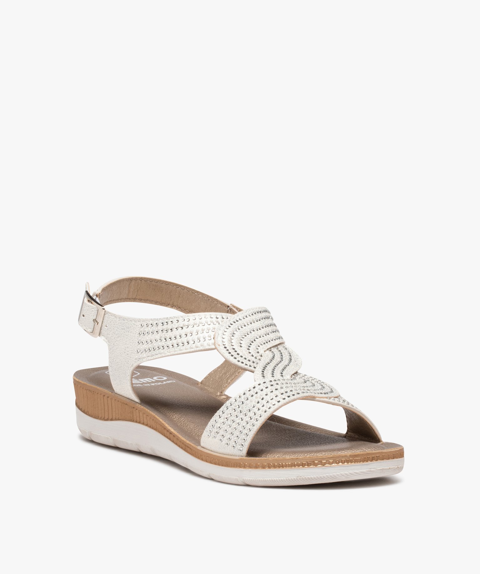 Sandales femme à brides strass et semelle amortissante blanc | GEMO