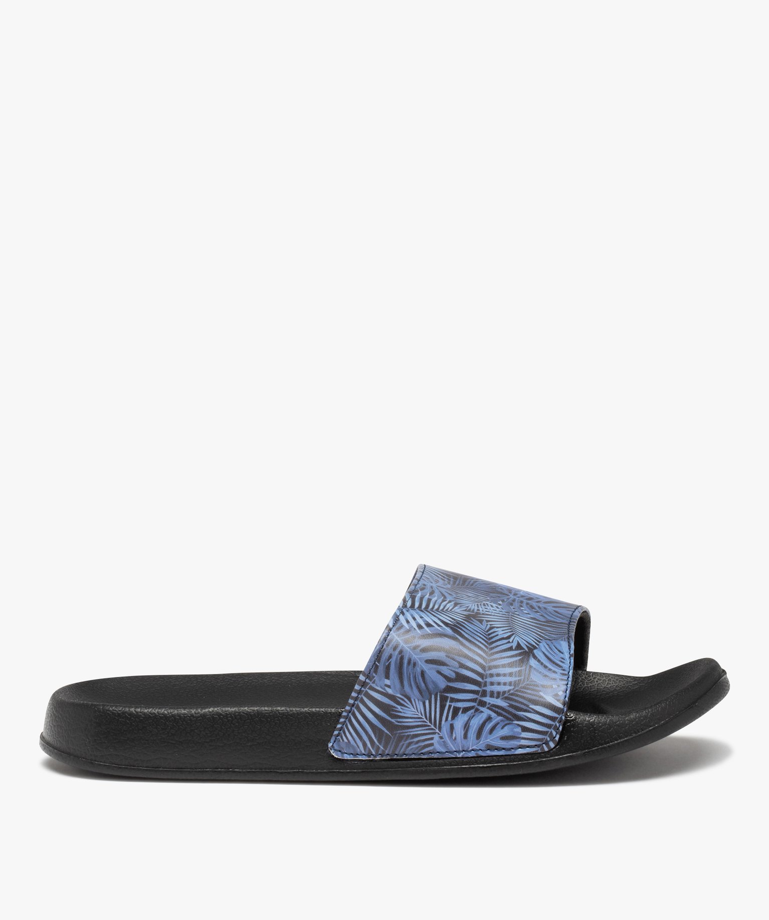 Mules de piscine homme imprimées feuilles bleu | GEMO