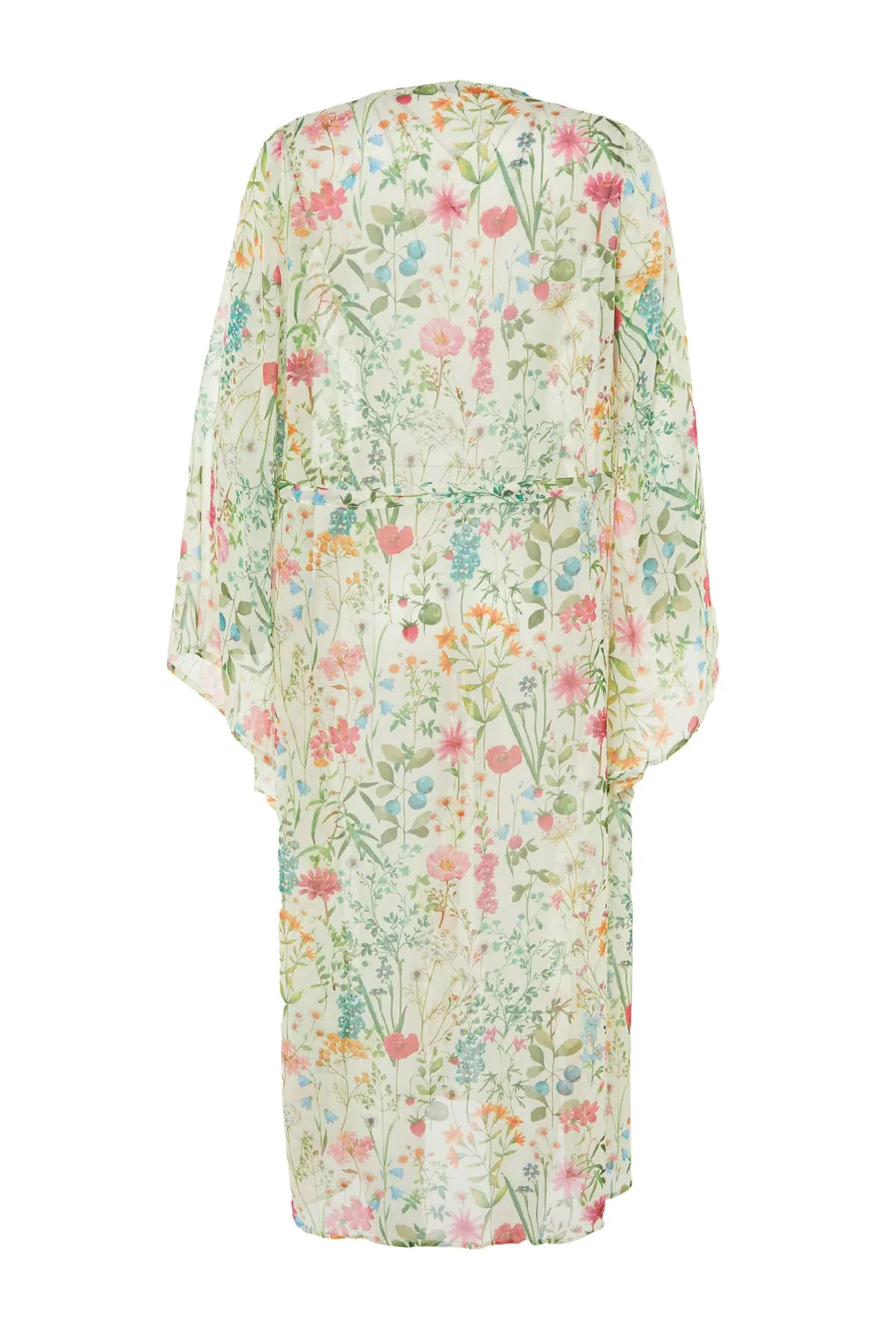 Trendyol Collection  Gewebter Maxi-Kimono und Kaftan mit Blumenmuster und Gürtel TBESS23KM00029