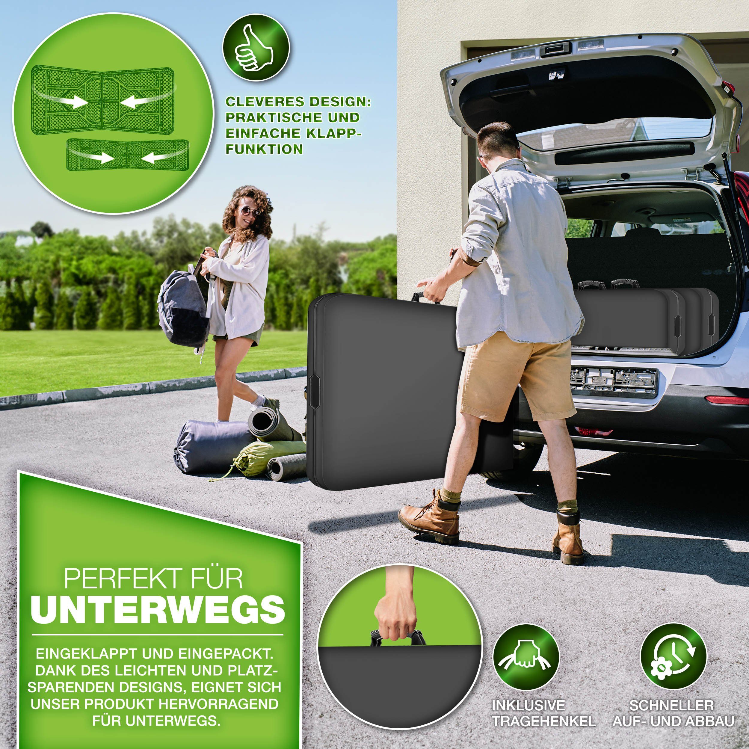 tillvex Bierzeltgarnitur klappbar 3-teilig Set Kunststoff Gartengarnitur wetterfest 180 cm, (Gartenmöbel Set Indoor & Outdoor mit Gartentisch und Bänken, Festzeltgarnitur)