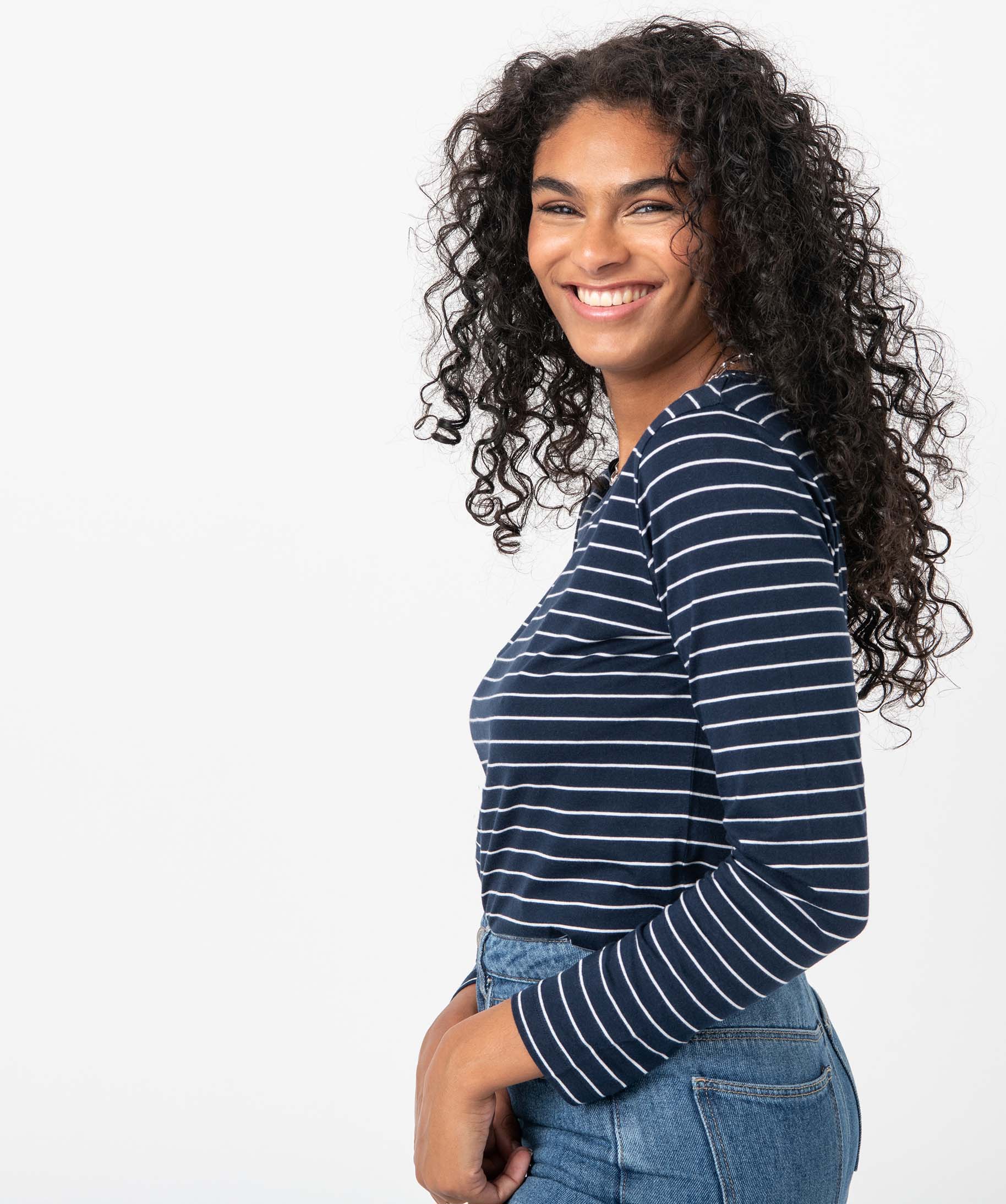 Tee-shirt femme rayé à manches longues raye | GEMO