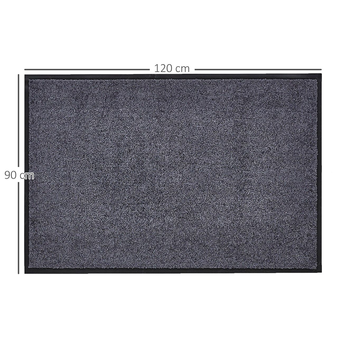 HOMCOM Fußmatte waschbar Gummiumrandung rutschfest Anthrazit 120 x 90 x 0,7 cm