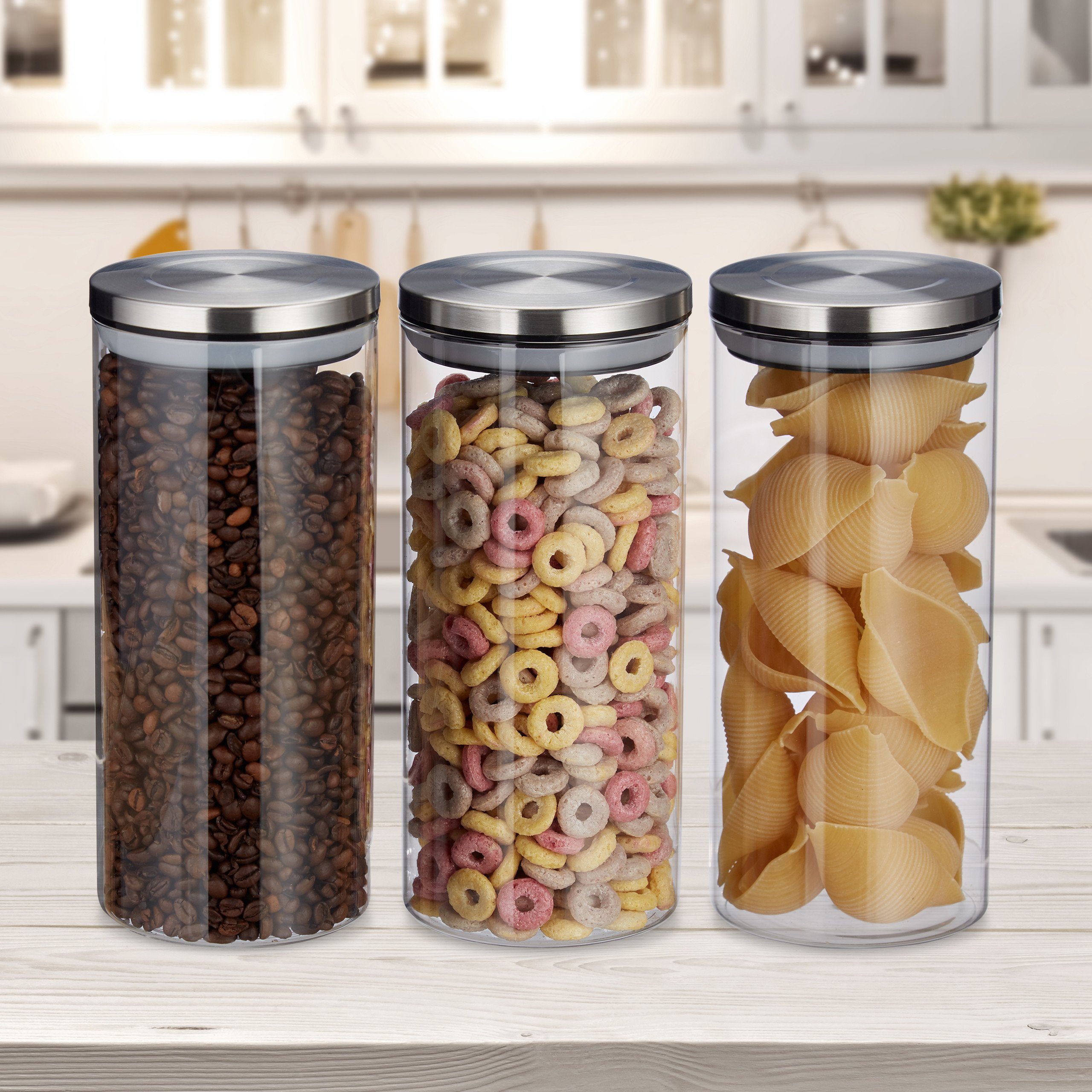 relaxdays Vorratsglas Vorratsglas 3er Set je 1,3 Liter, Glas