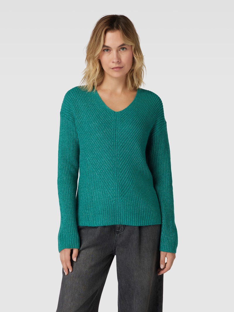 Strickpullover mit überschnittenen Schultern in bottle