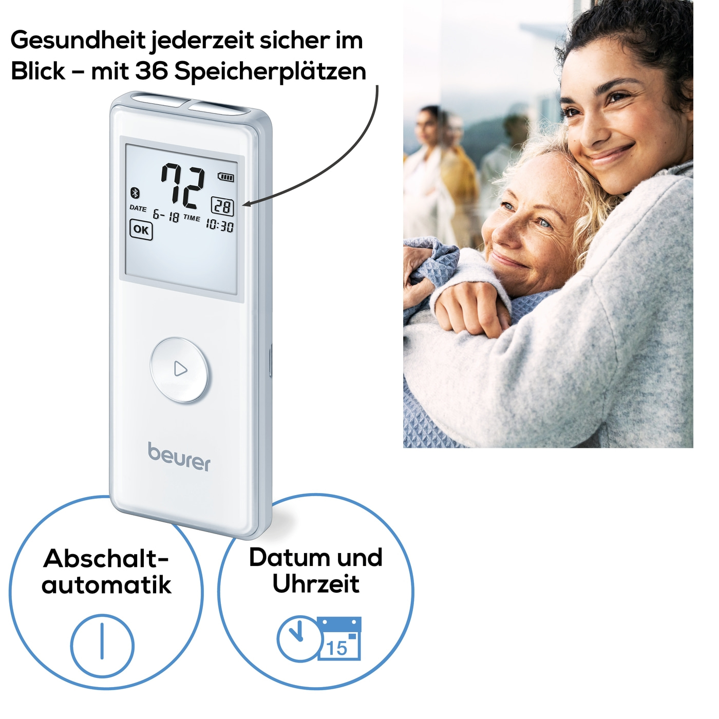 Beurer mobiles EKG-Gerät  ME 90-App-kompatibles & mobiles EKG-Gerät zur Herzrhythmus Aufzeichnung und Kontrolle