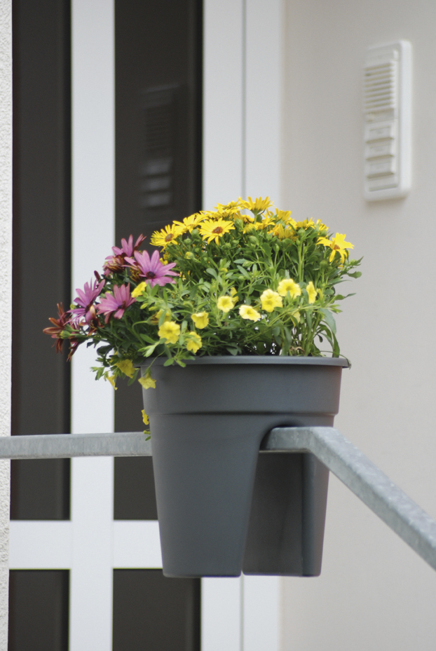 KHW KHW Geländerblumentopf Flowerclip, 3er Set, anthrazit