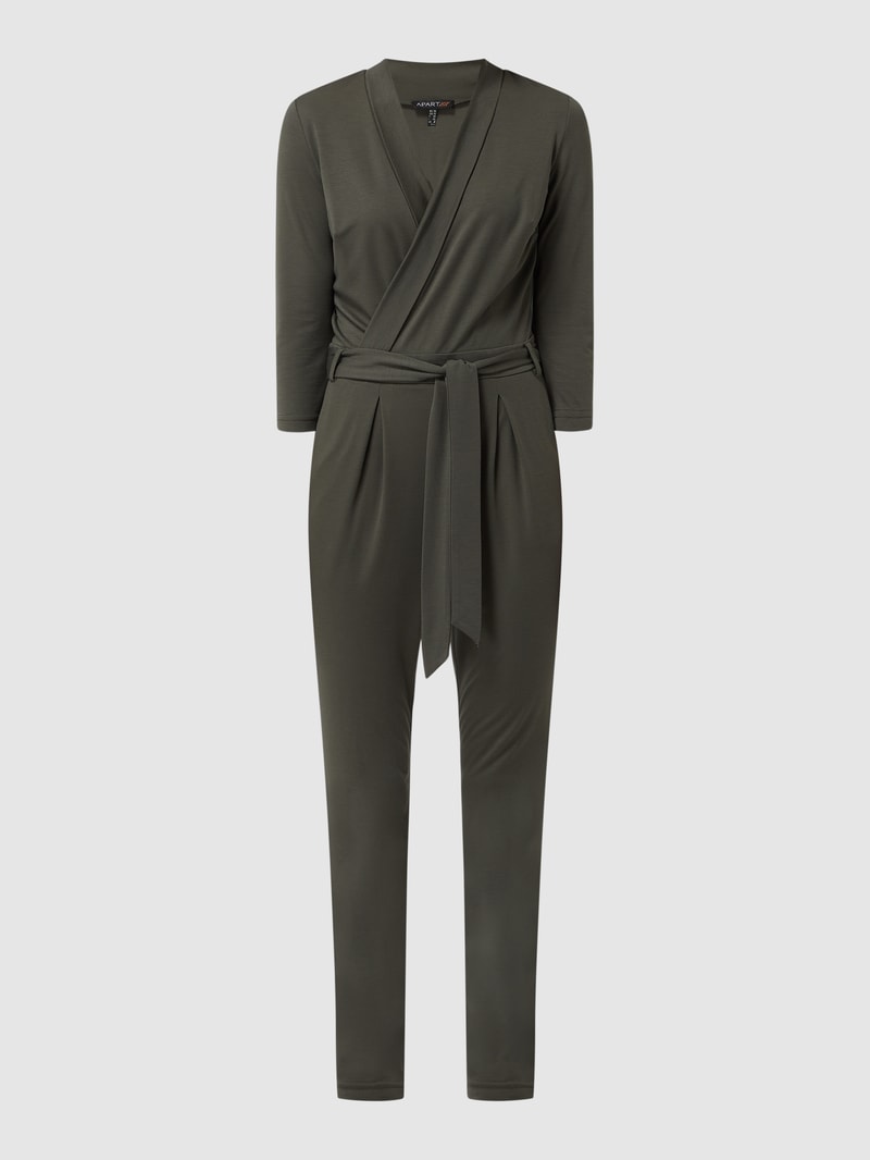 Jumpsuit mit Taillengürtel in olivgrün