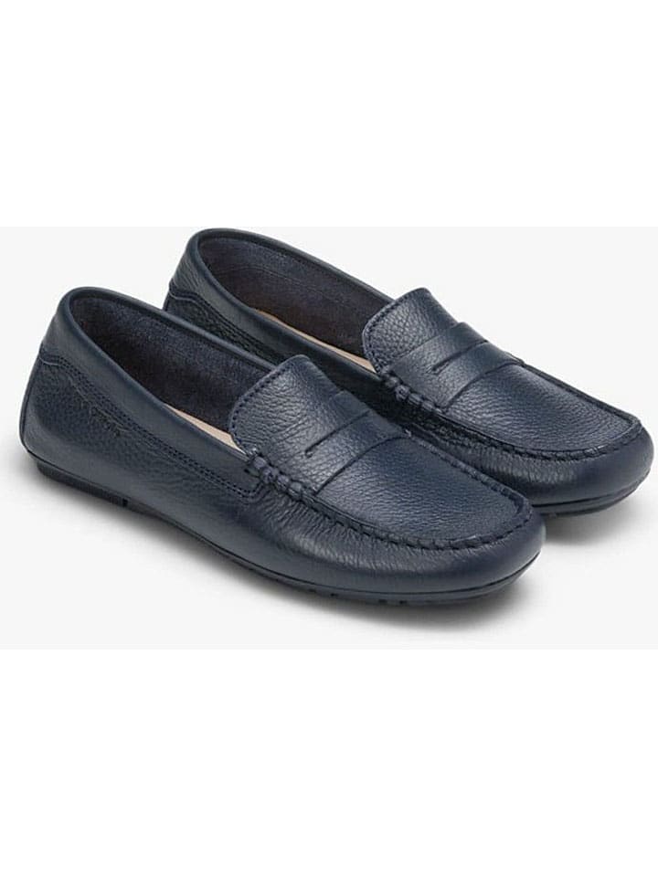 Marc O'Polo Shoes Leder-Slipper in Dunkelblau günstig kaufen