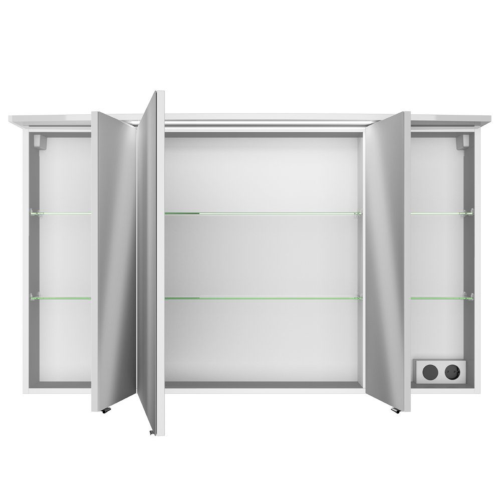 Lomadox Spiegelschrank FES-4010-66 weiß glänzend inkl. LED - 122/72/27cm