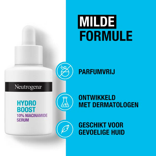 „Neutrogena Hydro Boost 10% Niacinamido serumas“ 30 ml – visiems odos tipams ir jautriai odai.