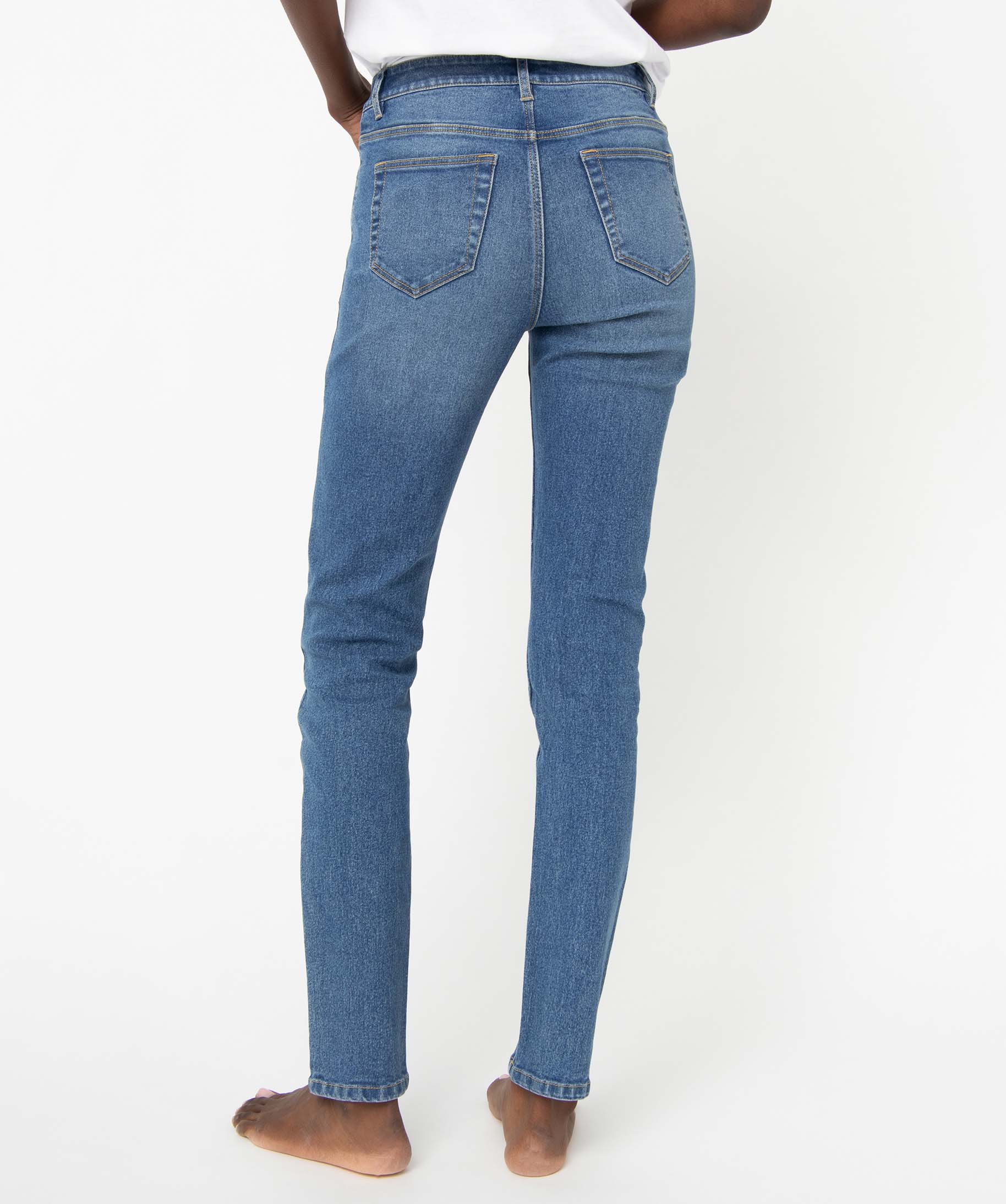 Jean femme coupe Slim taille haute – Longueur L30 stone | GEMO