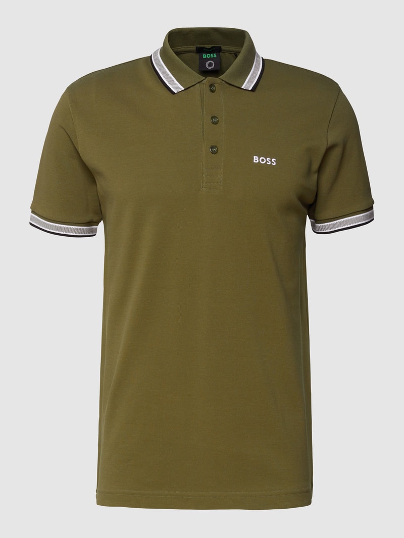 Regular Fit Poloshirt mit Label-Stitching Modell 'Paddy' in grün