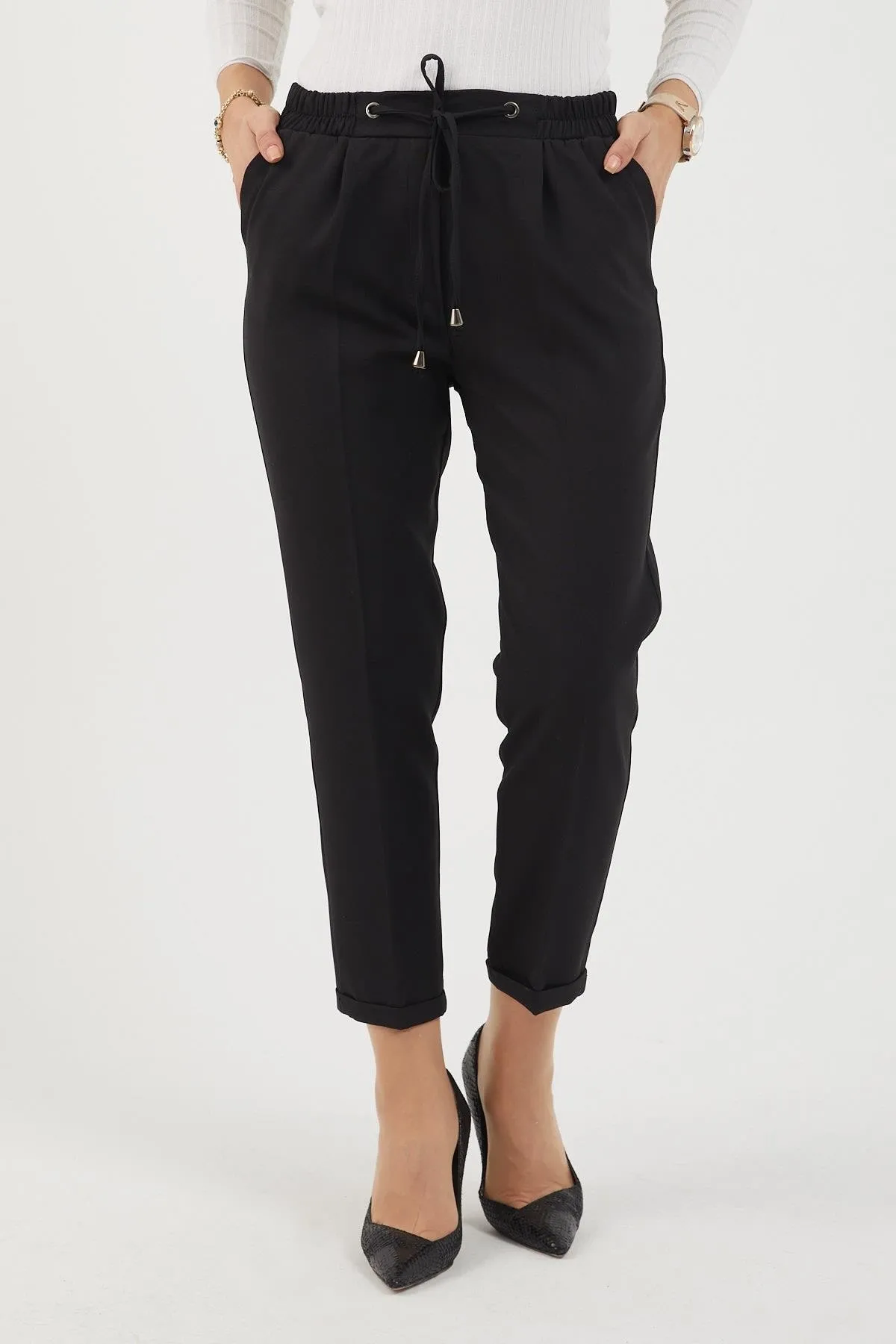 Modamihram  Hose mit elastischem Bund und doppeltem Bein, Schwarz 12211