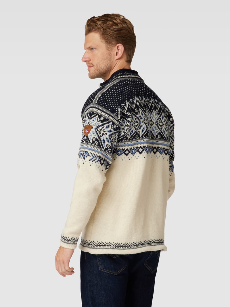 Strickpullover mit kurzem Reißverschluss Modell 'Vail' in offwhite