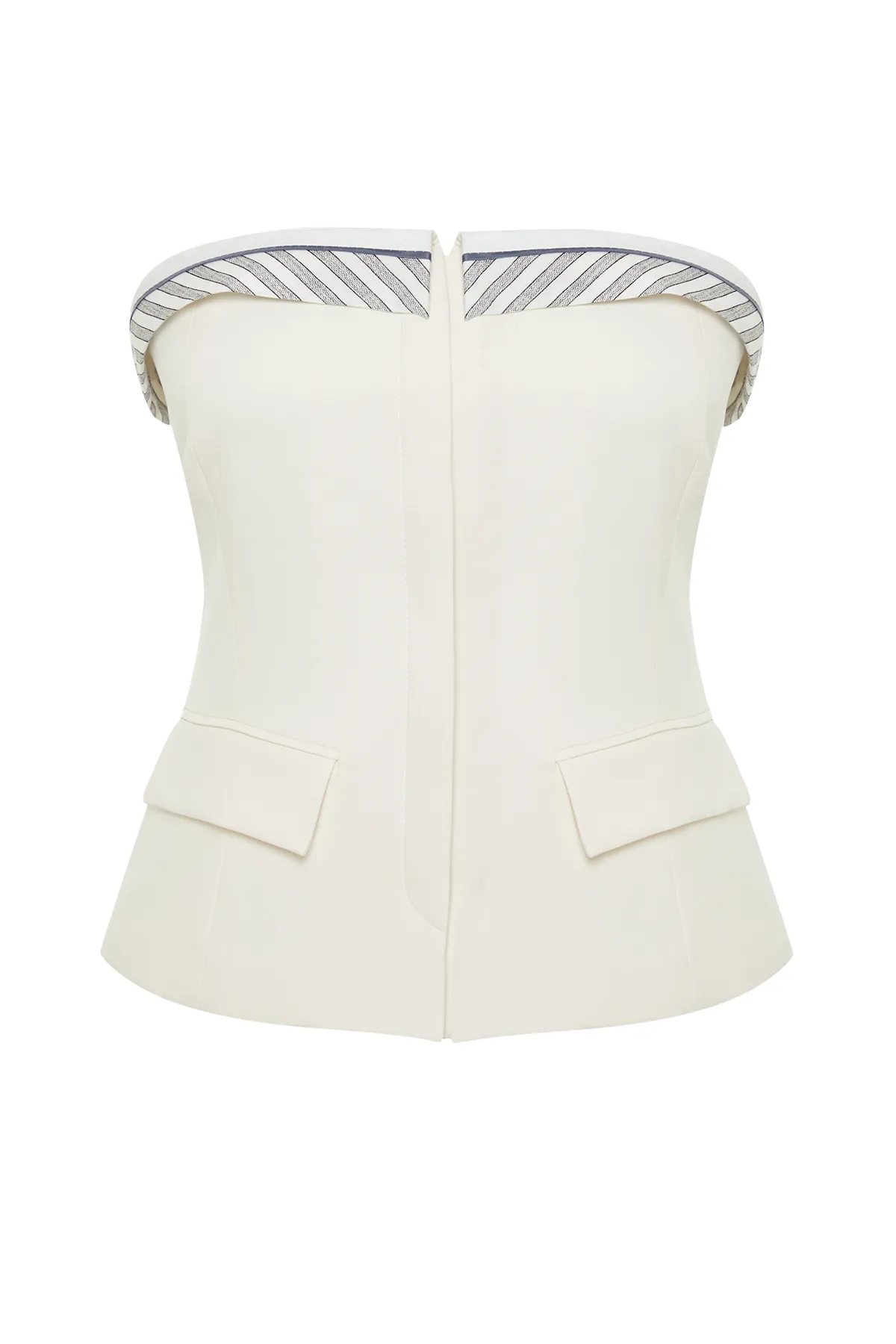 Trendyol Collection  Ecrufarbene, gewebte Weste im regulären Stil TWOSS24YE00019
