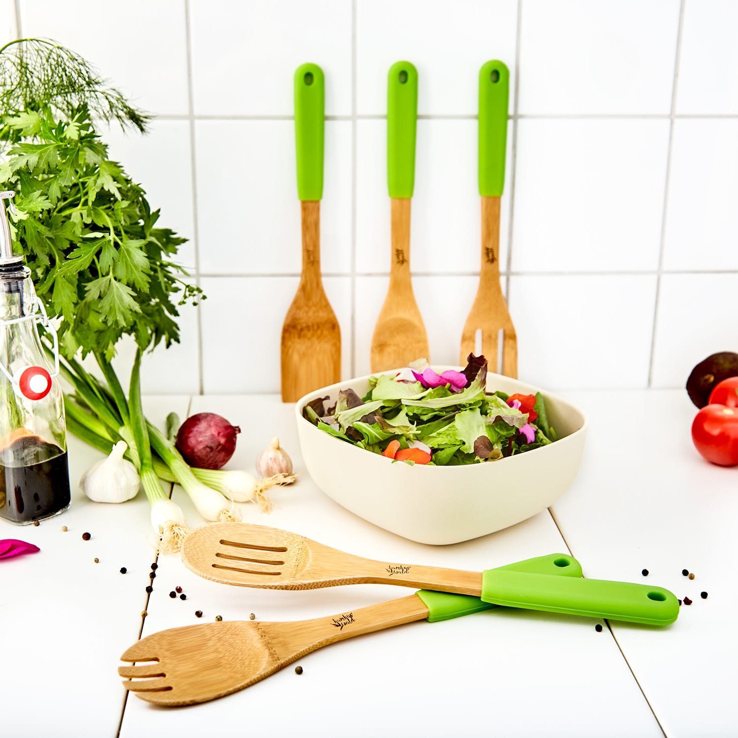 Klarstein Kochbesteck-Set 5er Set Küchenzubehör mit Silikongriff