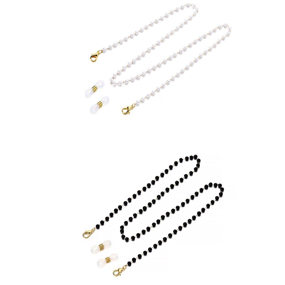 CTGtree Brillenband Brillenketten Perlen Brillenkette 2 Stücke weiß schwarz