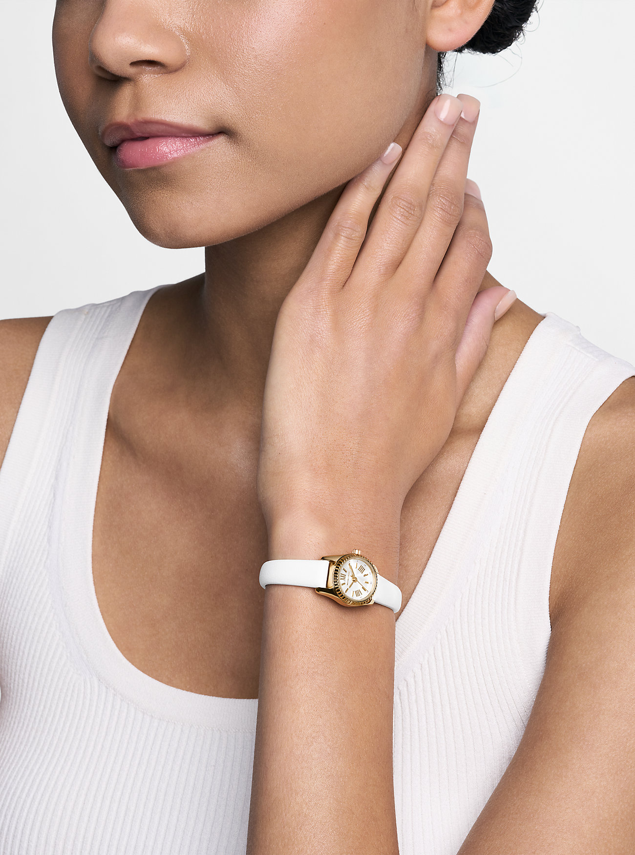 Micro Lexington Leather Watch - OPTIC WHITE