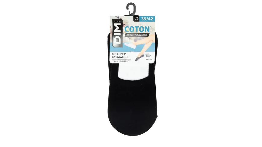 DIM Damen Füßlinge aus Baumwolle 2er Pack noir