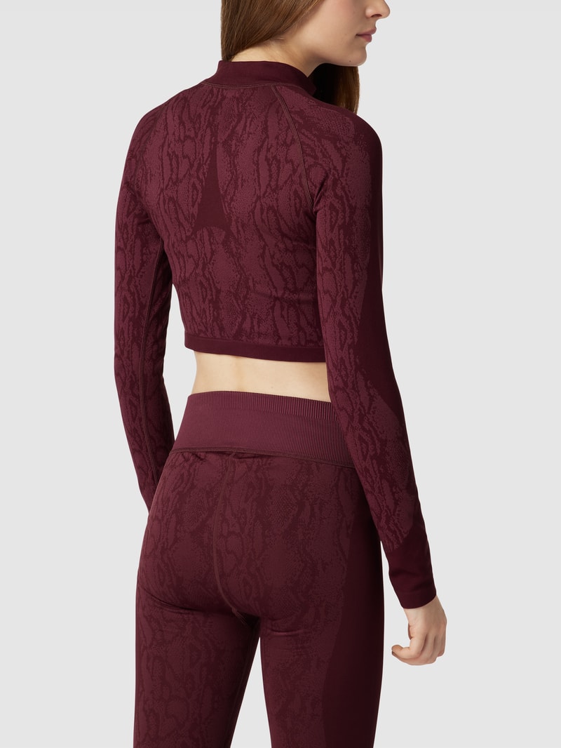 Cropped Longsleeve mit Strukturmuster Modell 'FormKnit Seamless' in bordeaux rot