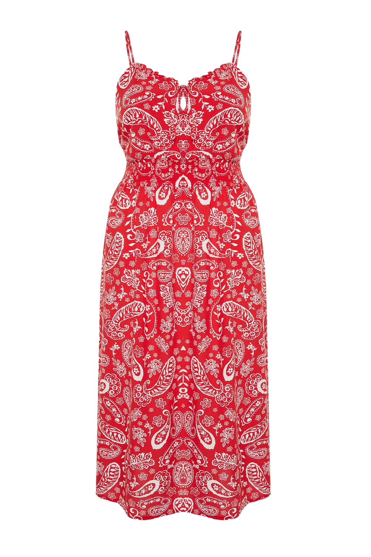 Trendyol Curve  Mehrfarbig gemustertes gewebtes Strandkleid TBBSS24AH00072