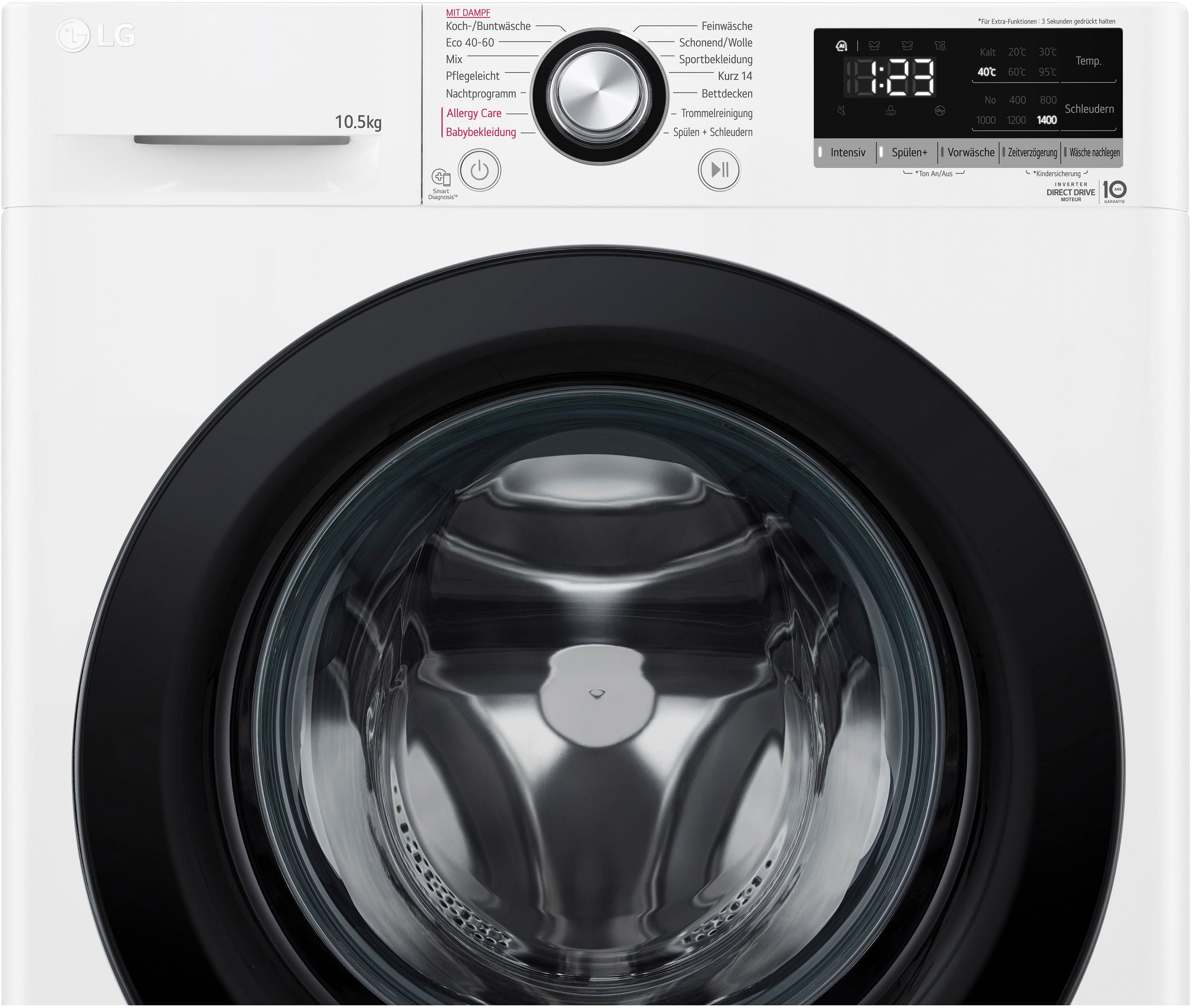 LG Waschmaschine F4WV40X5, 10,5 kg, 1400 U/min