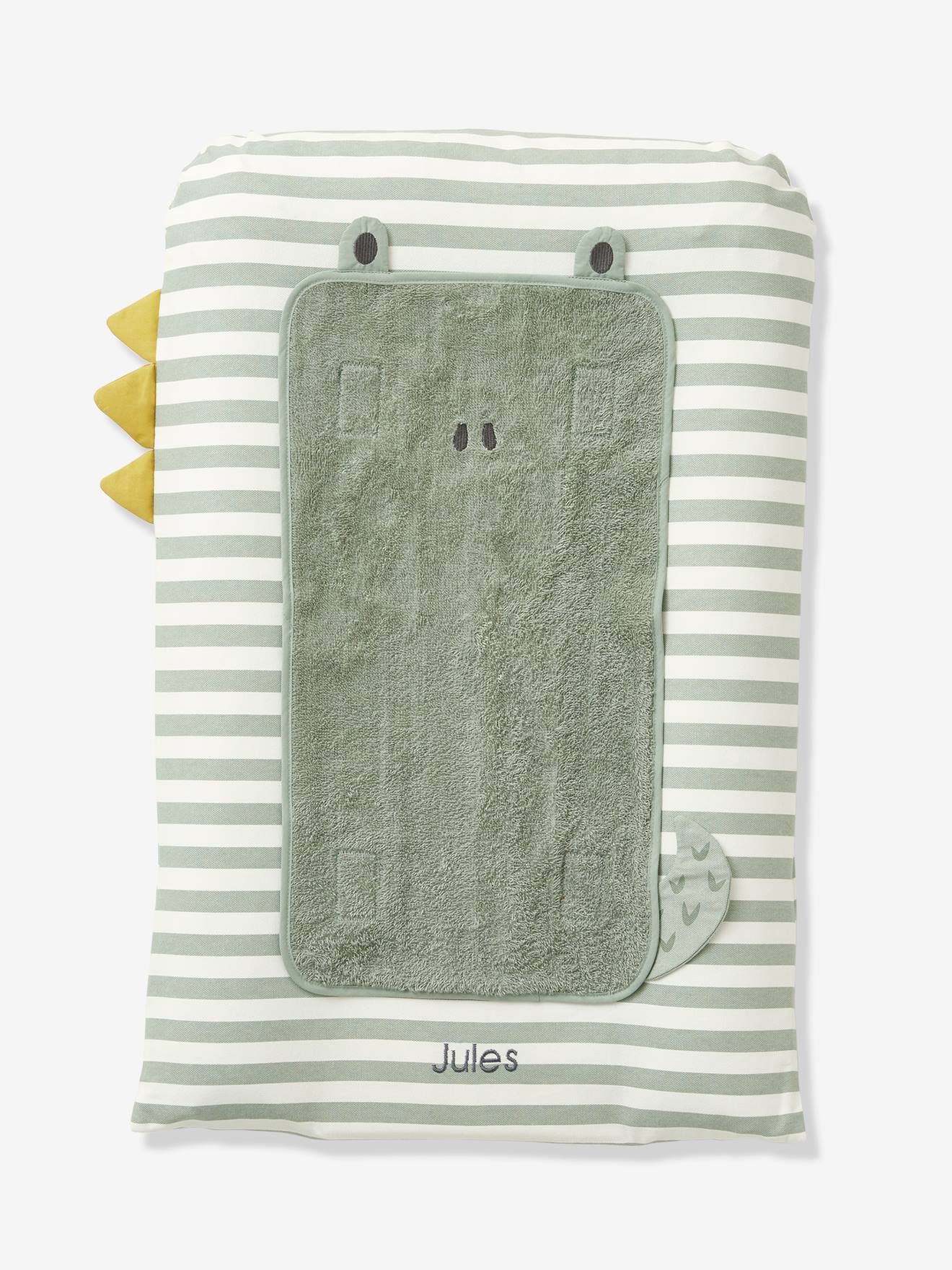 Housse pour matelas à langer personnalisable TREK rayé vert
