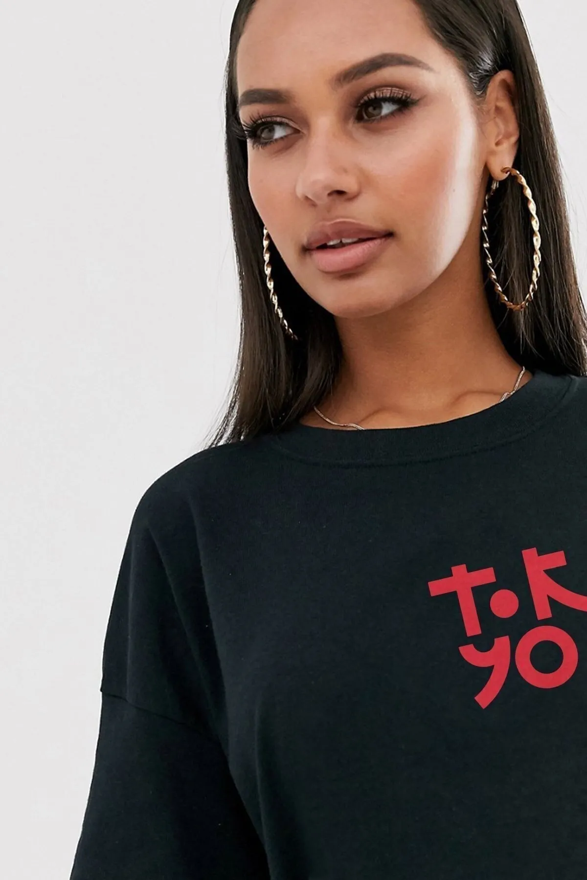 MOONBULL  Übergroßes schwarzes T-Shirt „Tokyo“ mit Aufdruck „Tokyotshirt“.