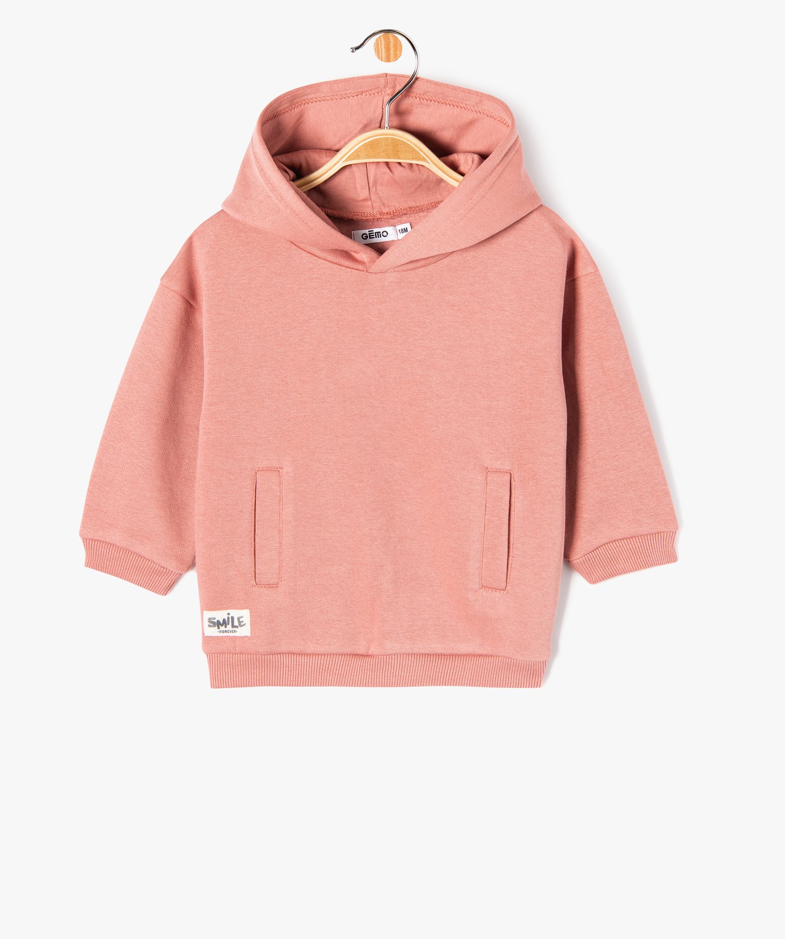 Sweat à capuche en molleton doux bébé Garçon rose | GEMO