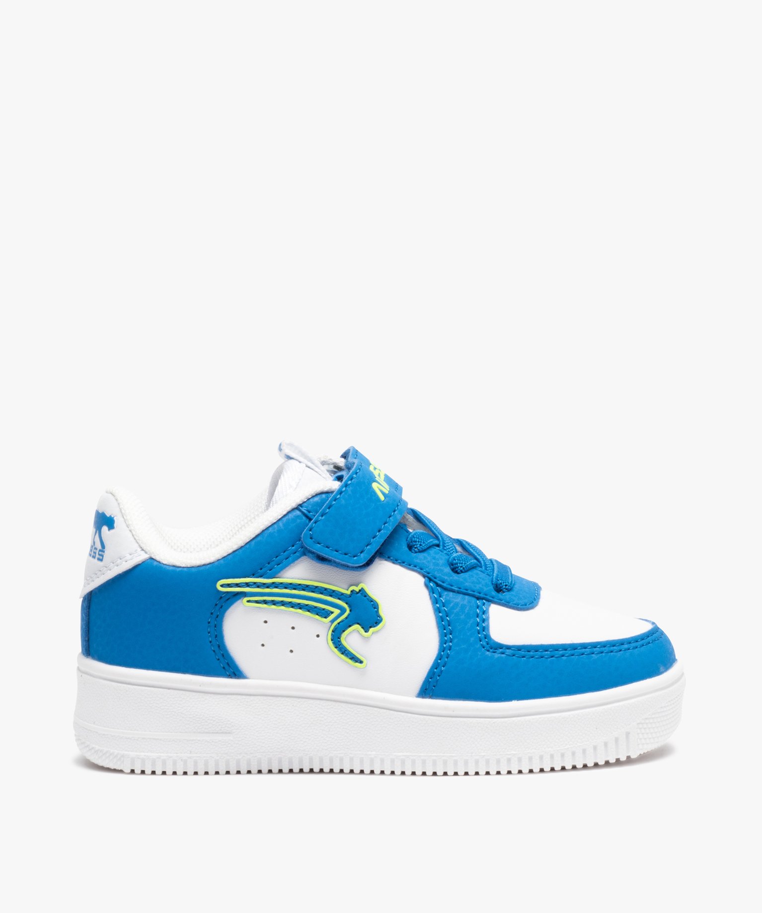 Baskets Garçon bicolores à lacets et scratch – Airness Arwo blanc | GEMO
