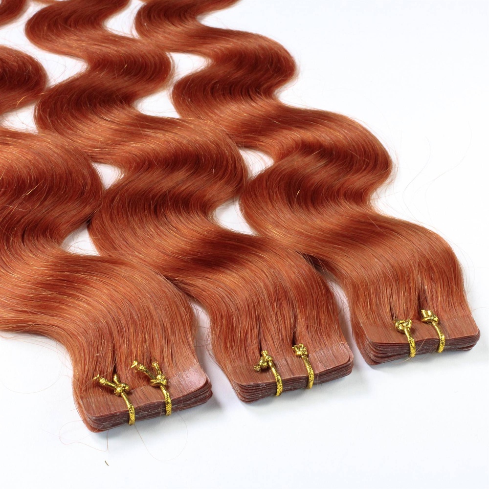 hair2heart Extensions adhésives cheveux naturels #130 Rouge cuivré extensions