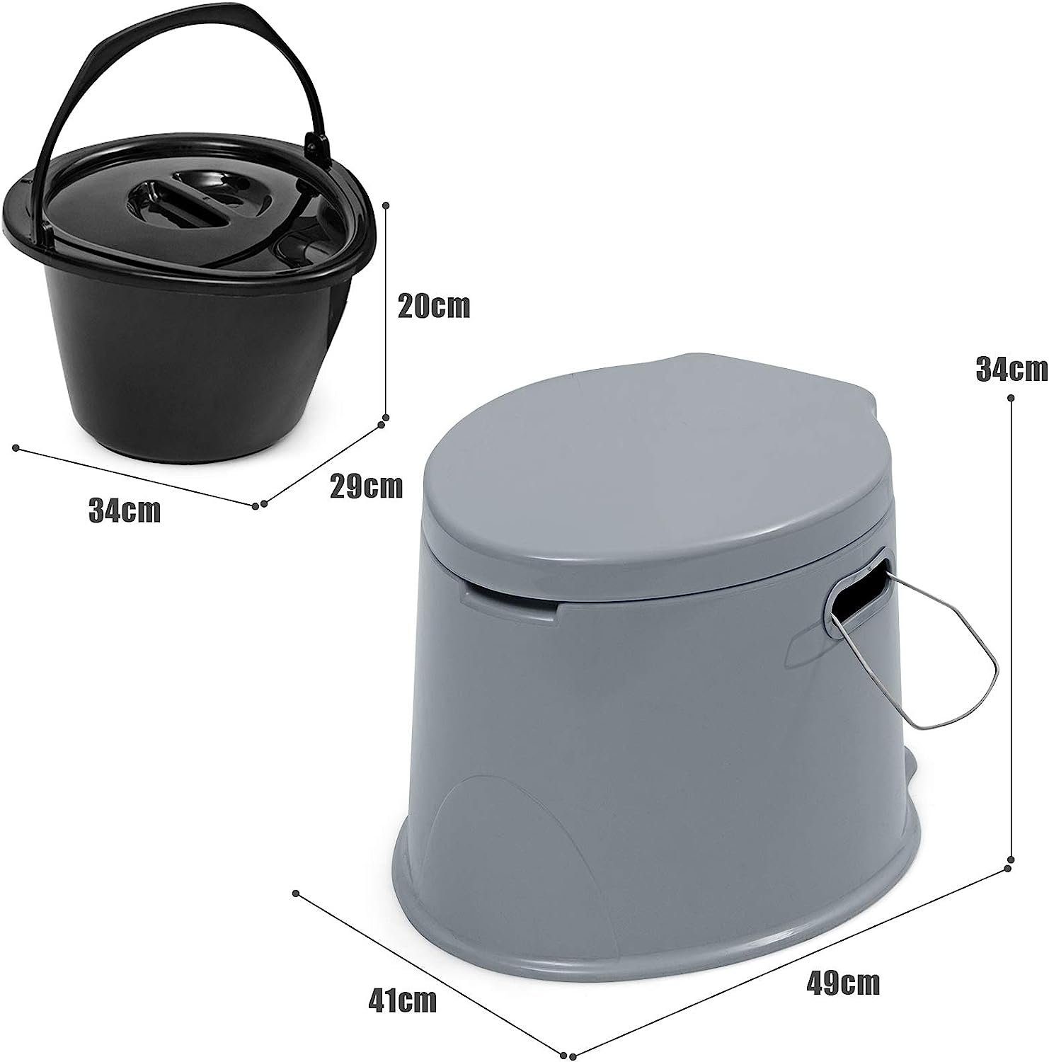 KOMFOTTEU Campingtoilette, mit Toilettenpapierhalter, Deckel & abnehmbare Eimer