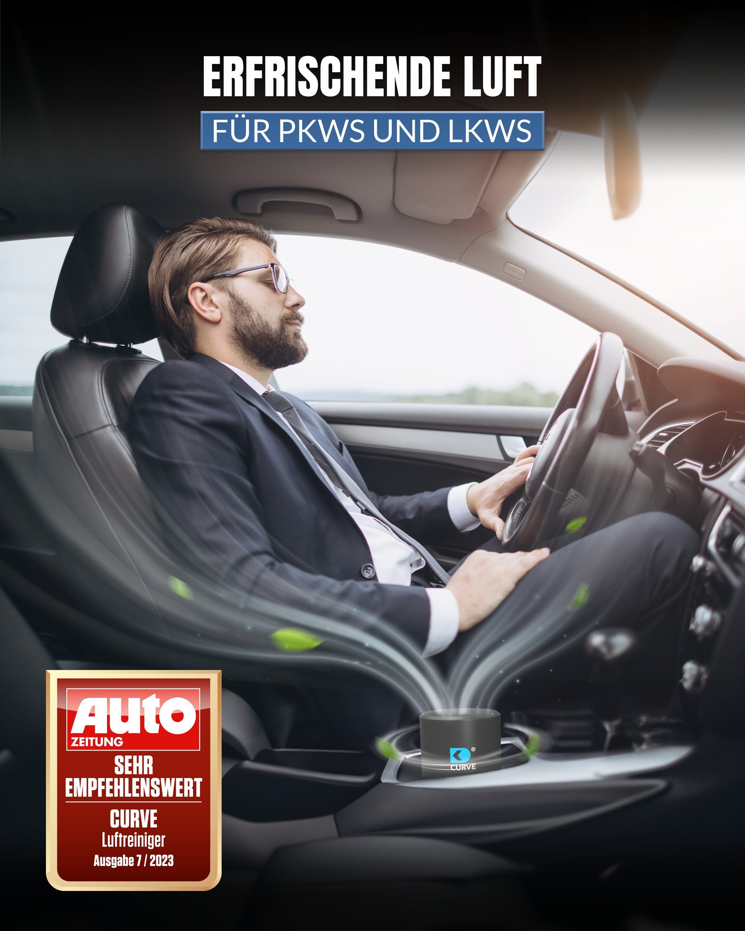 DK medical Luftreiniger CURVE - Luftreiniger - Für Auto, LKW, Camper