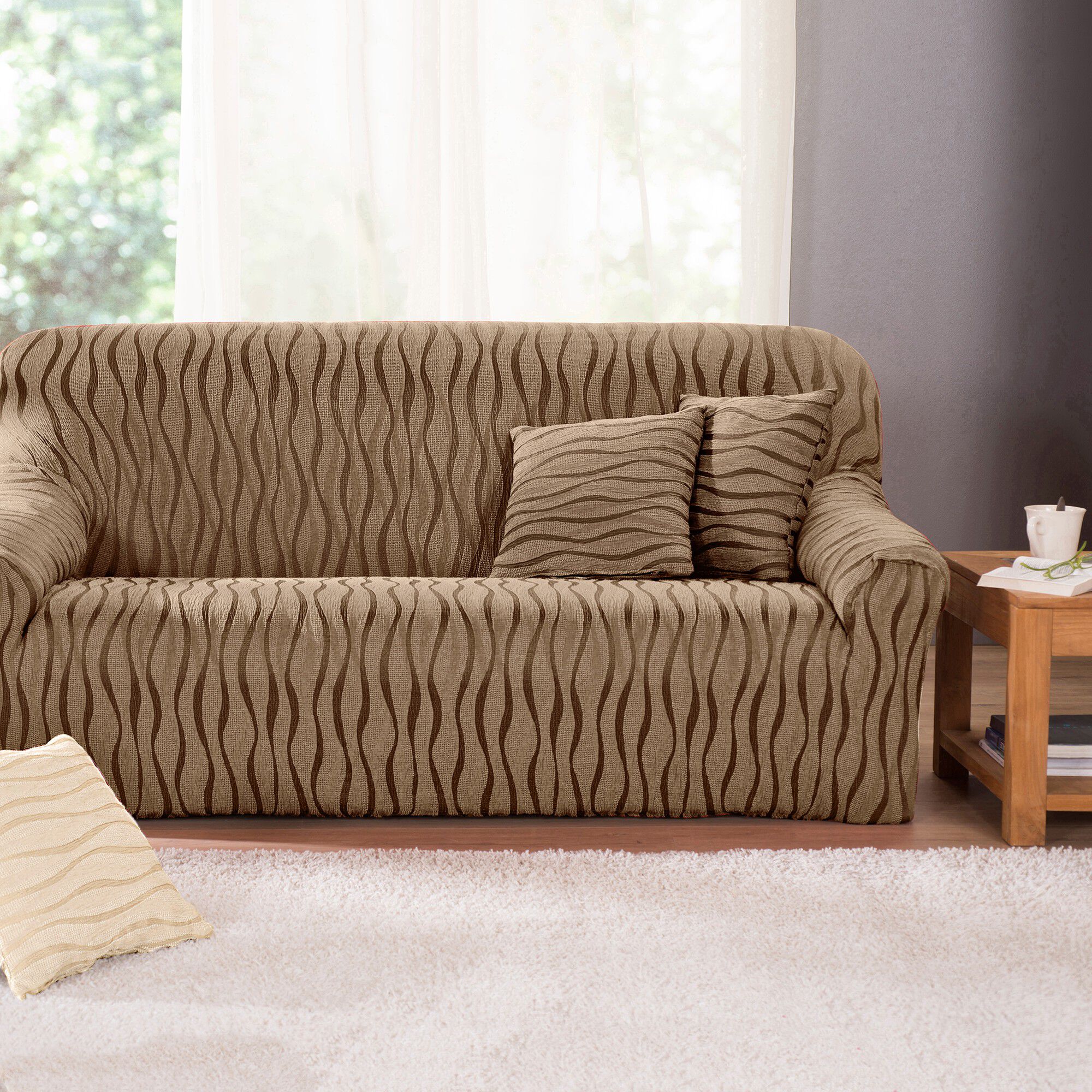 Housse de salon jacquard extensible imprimé 