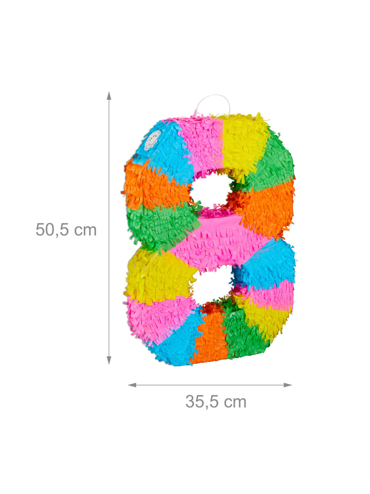 relaxdays Pinata Zahl 8 in Bunt günstig kaufen onesize
