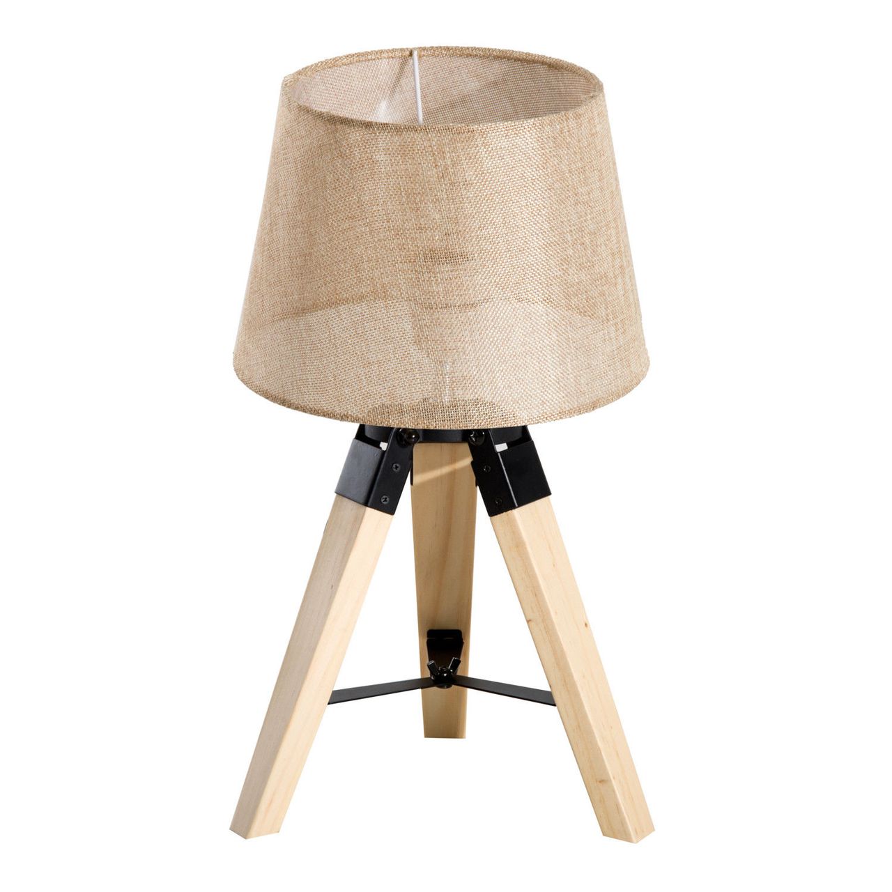 HOMCOM Tischleuchte Tischlampe Nachttischlampe E27 Leinenoptik, Kiefer Polyester, 24x24x45cm (Beige)
