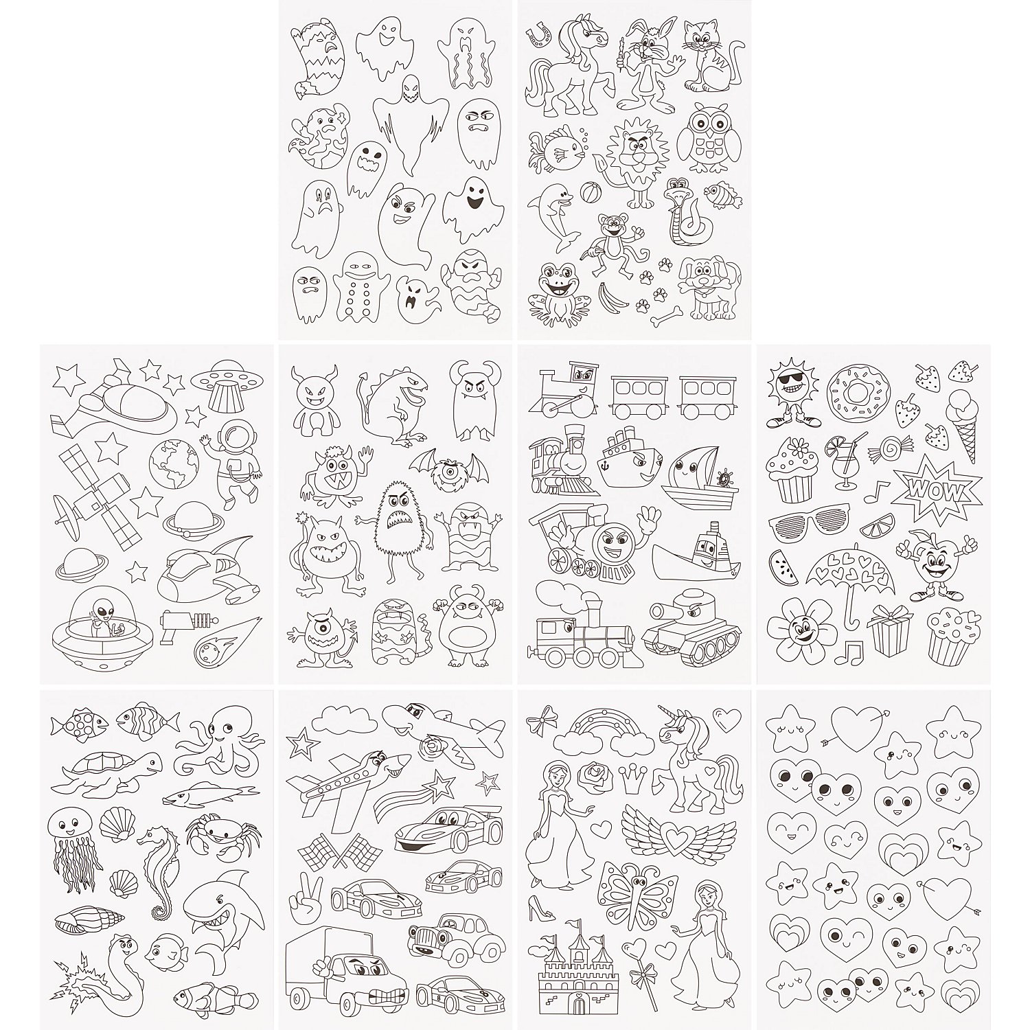 Sticker zum Ausmalen, 160 Motive