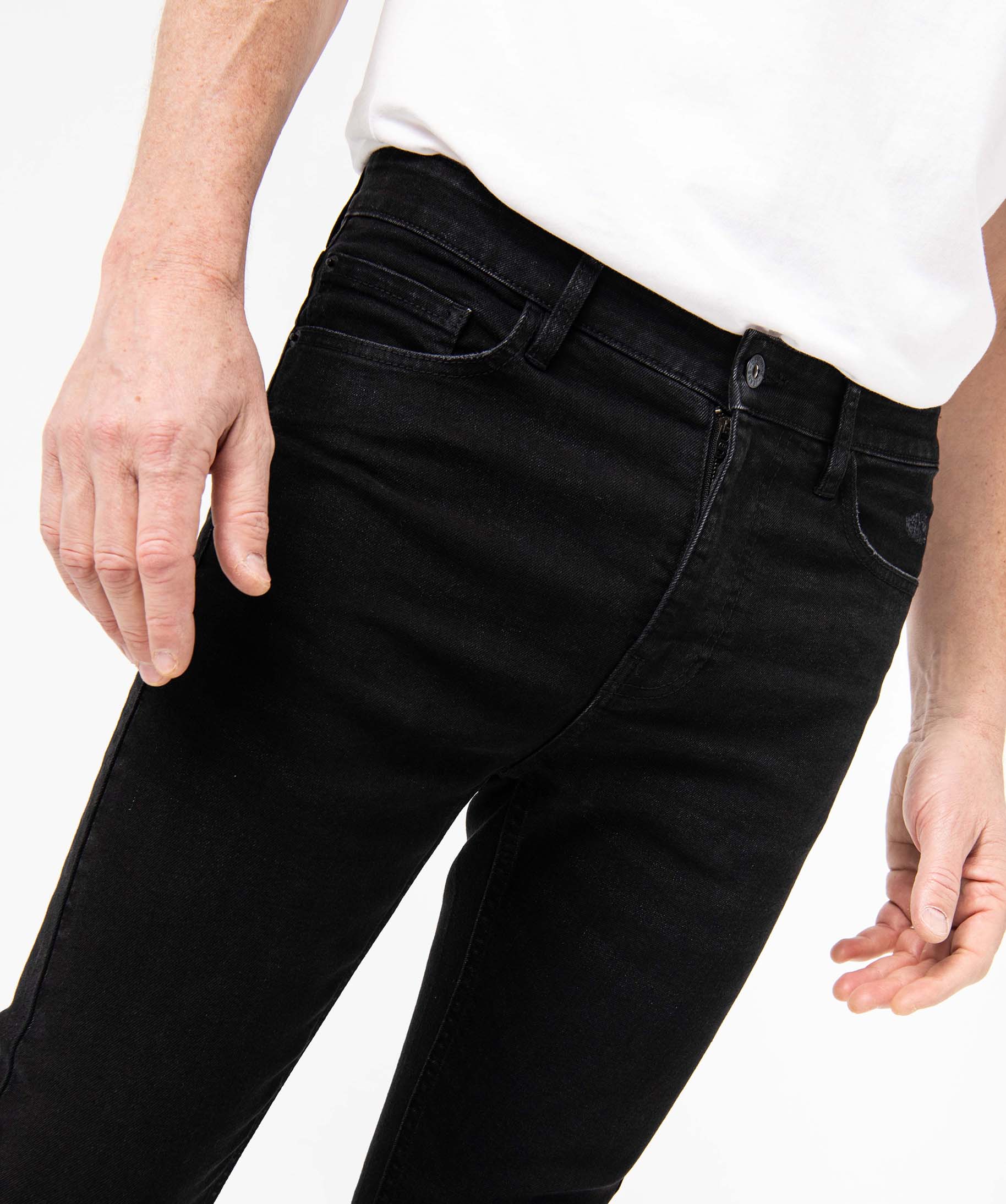 Jean homme skinny taille haute en coton stretch noir | GEMO