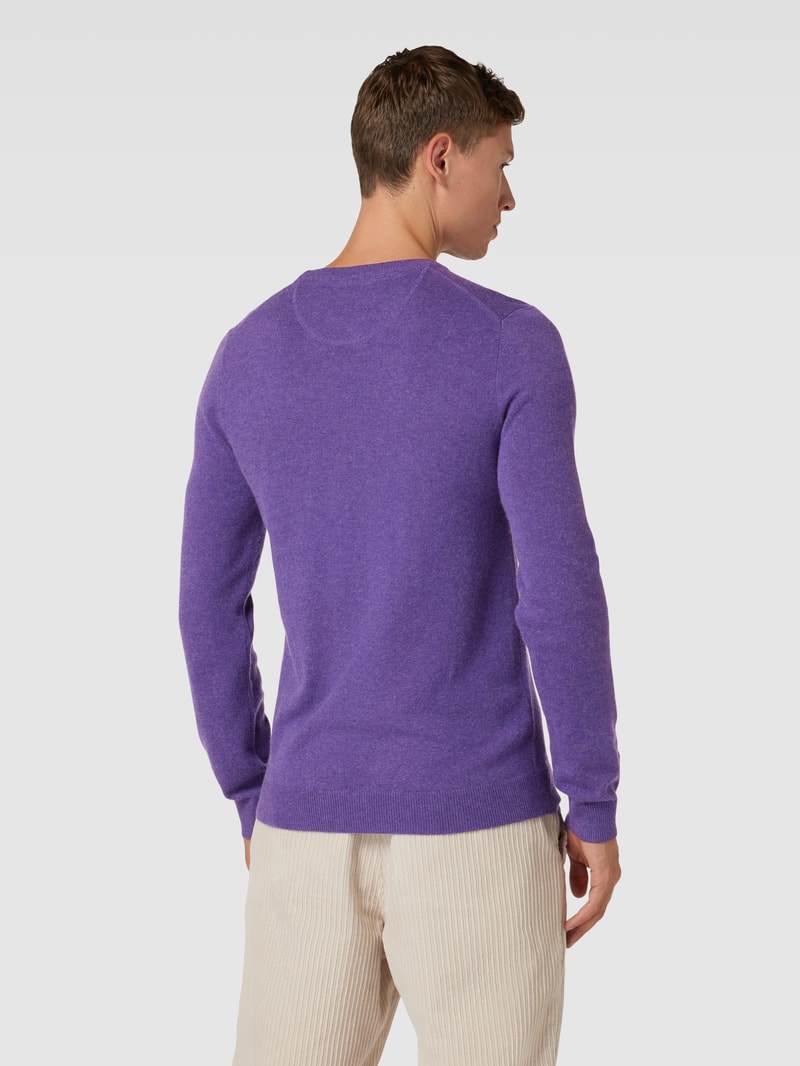 Strickpullover in melierter Optik in fuchsia meliert